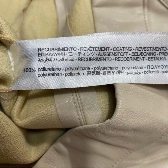 Zara Faux Leather Beige Skinny Side Zip Pants Size S #1450 - Picture 10 of 14